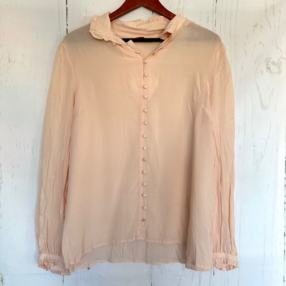NWOT MODCLOTH Thoroughly Ladylike Button-Up Top in Peach Size XL Extra Large - Picture 3 of 12